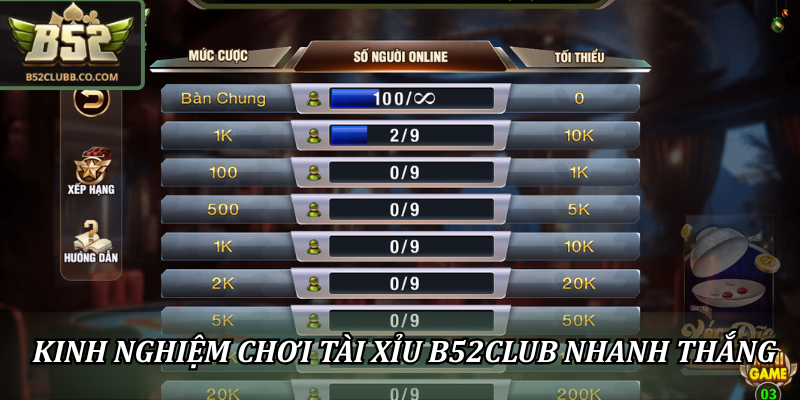Review Tài Xỉu B52Club Có Uy Tín Không? Có Nên Tham Gia? 3 Kinh nghiệm tham gia tài xỉu B52Club nhanh thắng